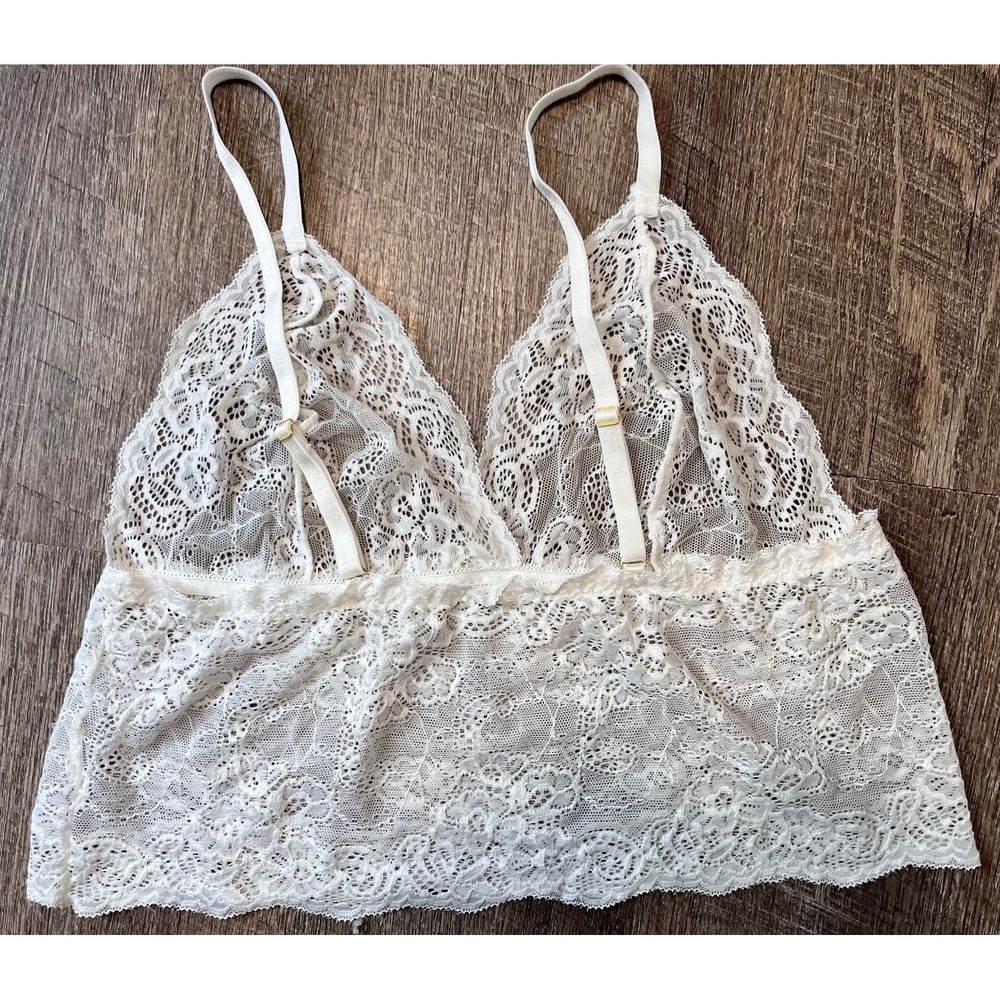 White Lace Peplum‎ top adjustable straps size M - Picture 4 of 4